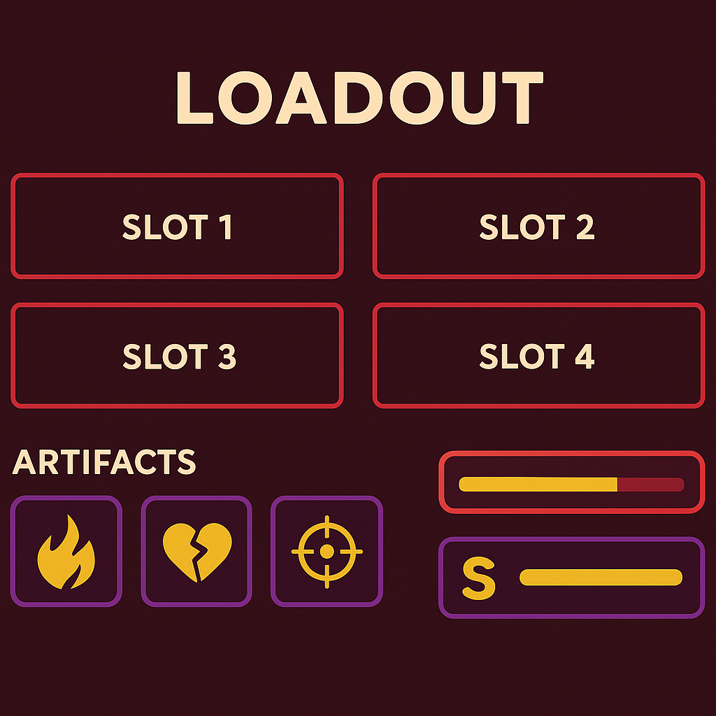 Feature: loadout screen UI showing artifacts and modular slots